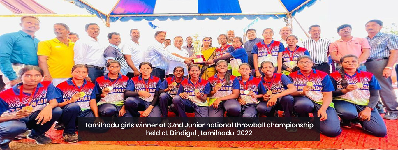 Tamilnadu girls winner at 32nd Junior national throwball championship held at Dindigul , tamilnadu 2022